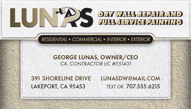 Business Card Front - Lunas Drywall
